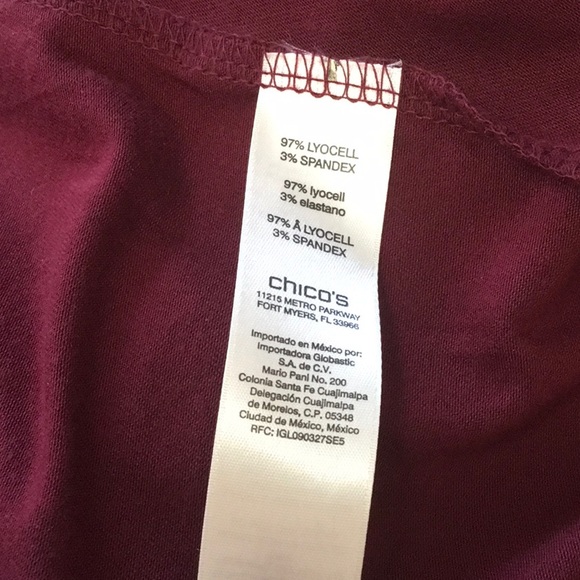 Chico’s Maroon Long Sleeve Floral Print Tunic - Picture 4 of 6